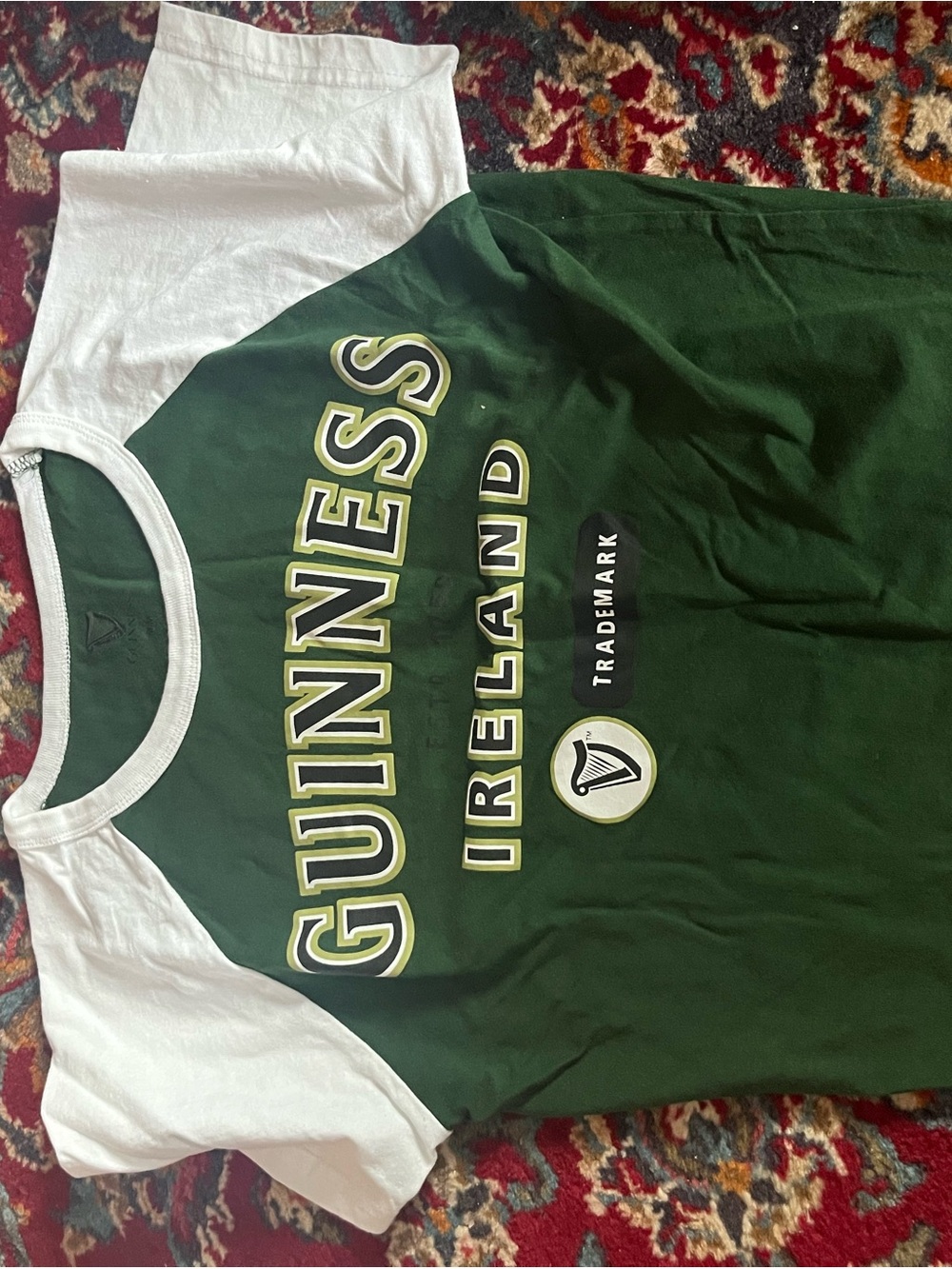 Guinness Green and White Crewneck Raglan Tee